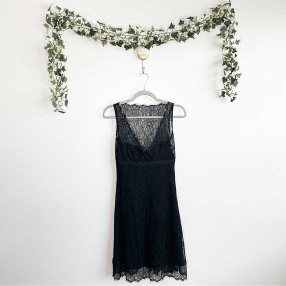 ANTHROPOLOGIE ODILLE Black Lace Overlay Dress Size 2 - Picture 1 of 5